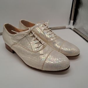 Vero Cuoio Daniele Ancarani iridescent white snakeskin Brogues Oxfords Size 6.5